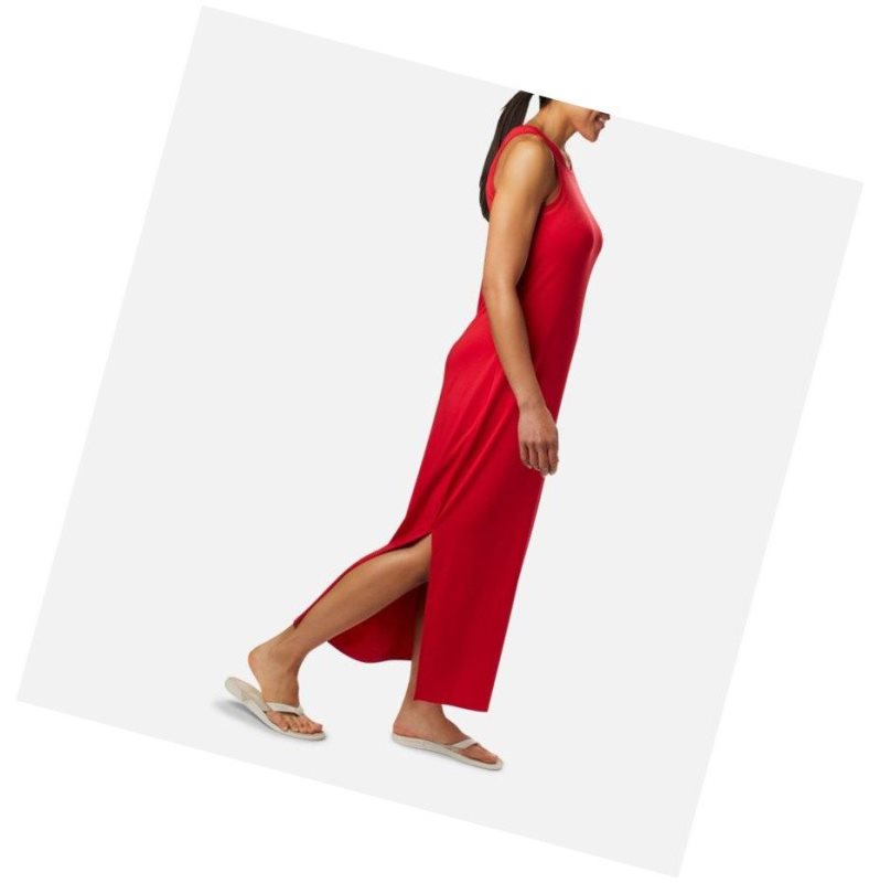 Columbia PFG Slack Water Knit Maxi Elbise Kadın Kırmızı | 87035-MSZU