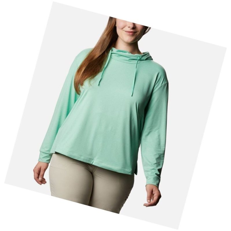 Columbia PFG Slack Water Knit Plus Size Kapşonlu Kadın Yeşil | 05986-OBPL