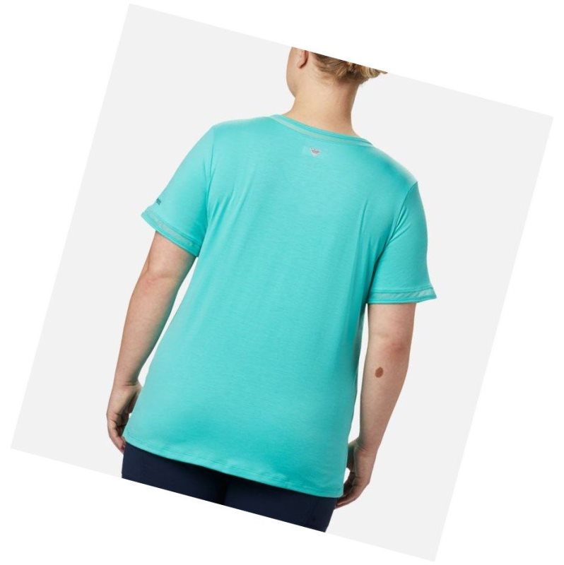 Columbia PFG Slack Water Knit Pocket Plus Size Tişört Kadın Mavi | 34792-TEOK