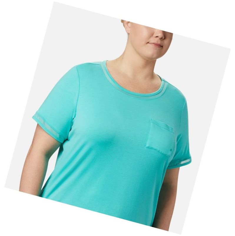 Columbia PFG Slack Water Knit Pocket Plus Size Tişört Kadın Mavi | 34792-TEOK