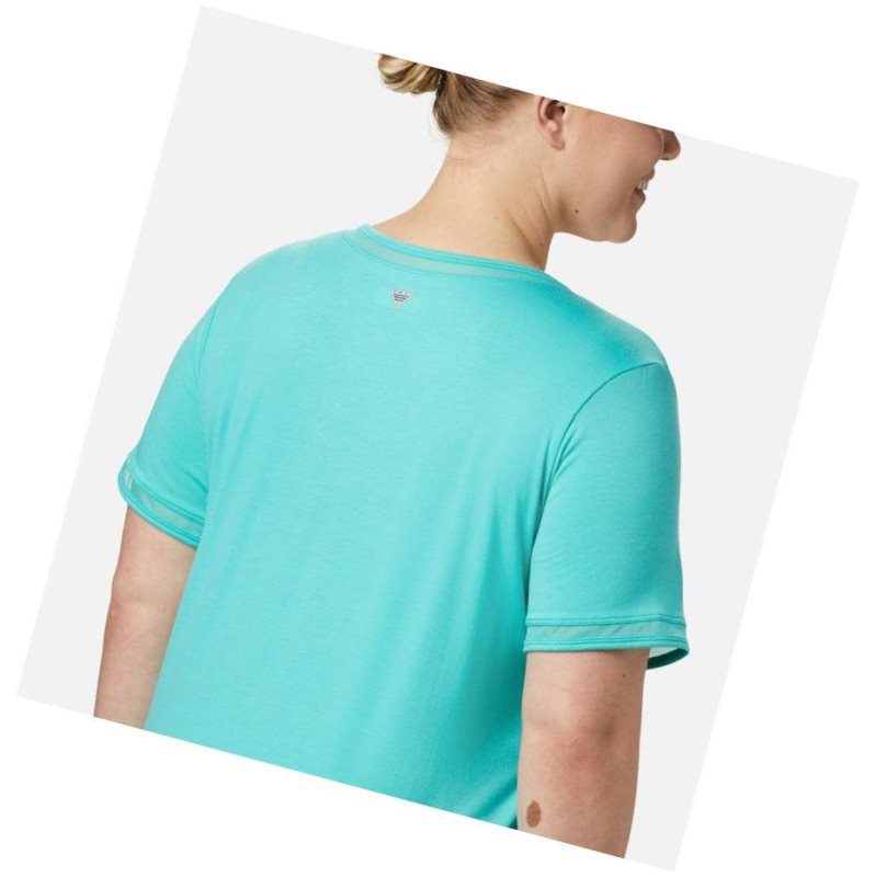 Columbia PFG Slack Water Knit Pocket Plus Size Tişört Kadın Mavi | 34792-TEOK