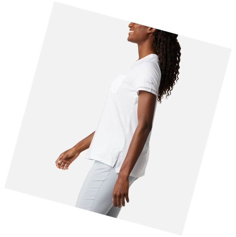Columbia PFG Slack Water Knit Pocket Tişört Kadın Beyaz | 40732-QDBR