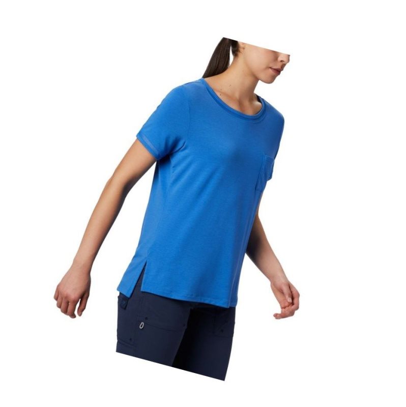 Columbia PFG Slack Water Knit Pocket Tişört Kadın Mavi | 03728-ZTFJ