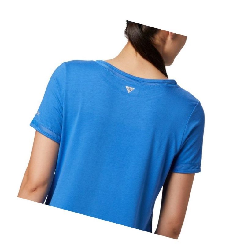 Columbia PFG Slack Water Knit Pocket Tişört Kadın Mavi | 03728-ZTFJ