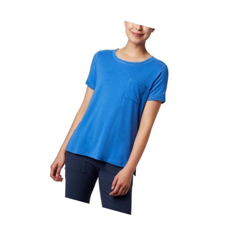 Columbia PFG Slack Water Knit Pocket Tişört Kadın Mavi | 03728-ZTFJ