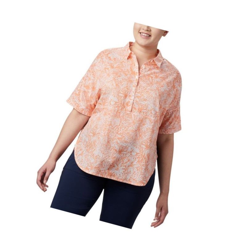 Columbia PFG Sun Drifter 3/4 Sleeve Tunic Plus Size Gömlek Kadın Pembe | 71352-XUZK