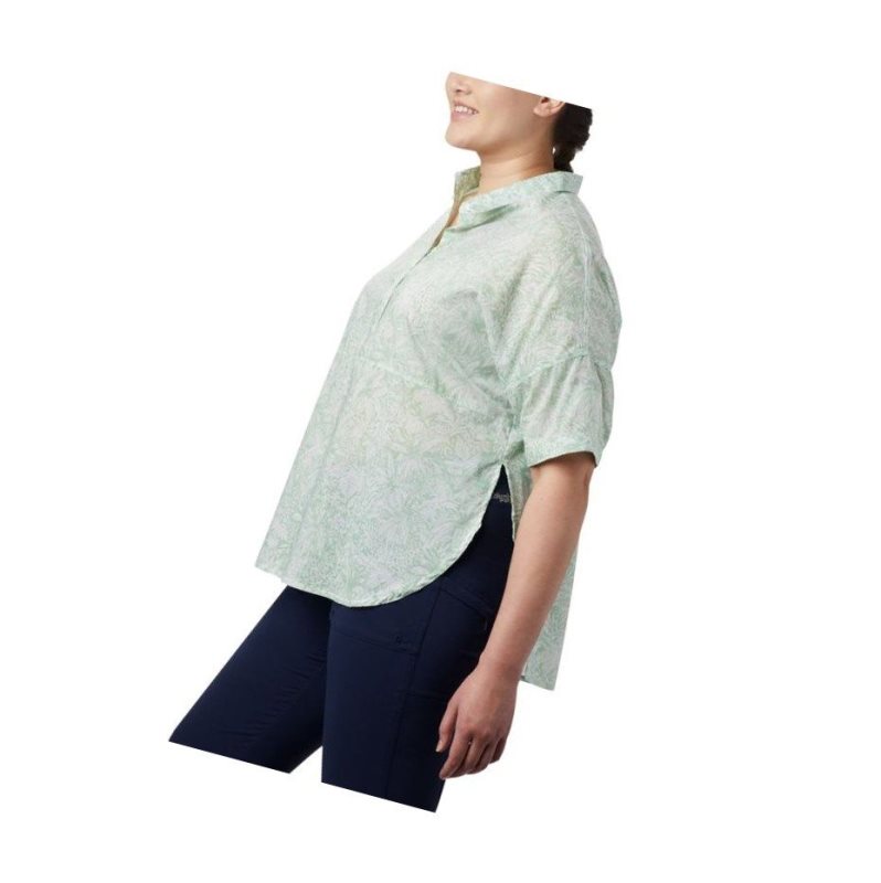 Columbia PFG Sun Drifter 3/4 Sleeve Tunic Plus Size Gömlek Kadın Nane | 70193-IHAU