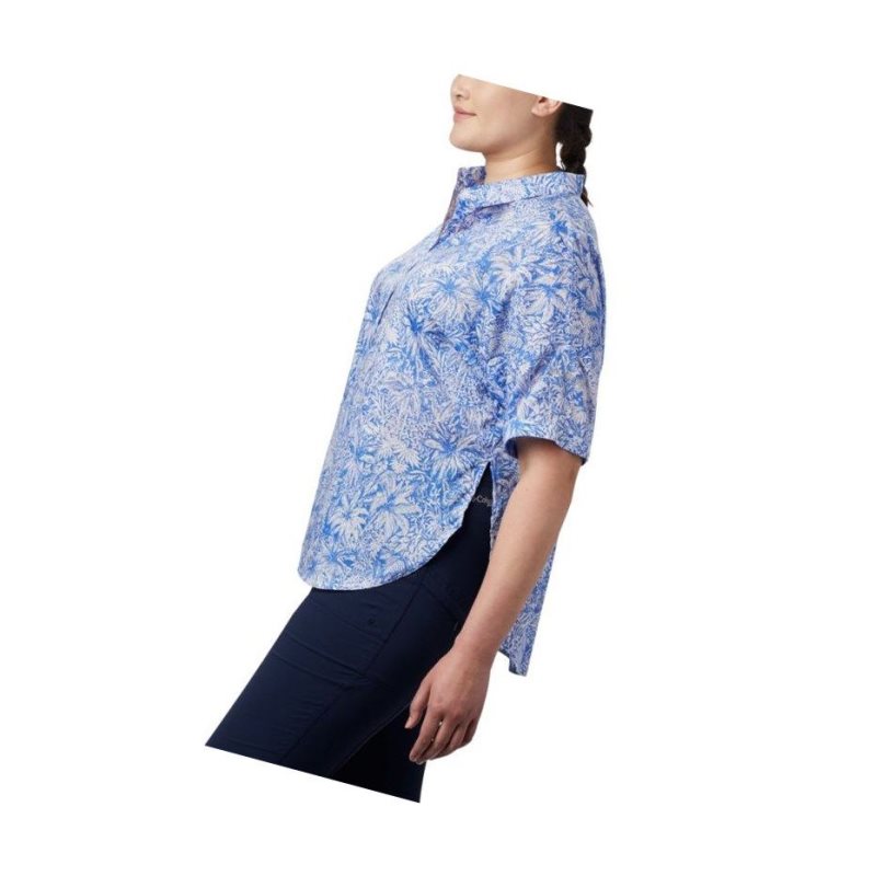 Columbia PFG Sun Drifter 3/4 Sleeve Tunic Plus Size Gömlek Kadın Mavi | 29567-PWFL