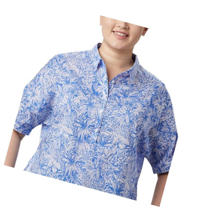 Columbia PFG Sun Drifter 3/4 Sleeve Tunic Plus Size Gömlek Kadın Mavi | 29567-PWFL