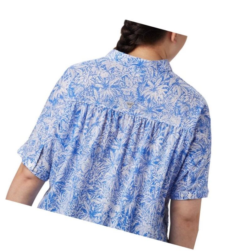 Columbia PFG Sun Drifter 3/4 Sleeve Tunic Plus Size Gömlek Kadın Mavi | 29567-PWFL