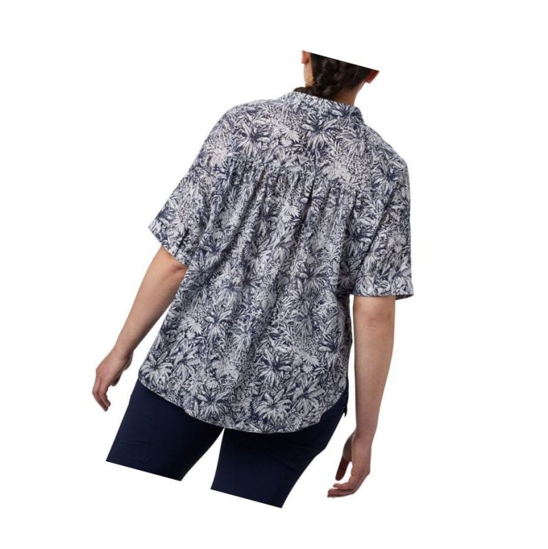 Columbia PFG Sun Drifter 3/4 Sleeve Tunic Plus Size Gömlek Kadın Lacivert | 04675-WZDA