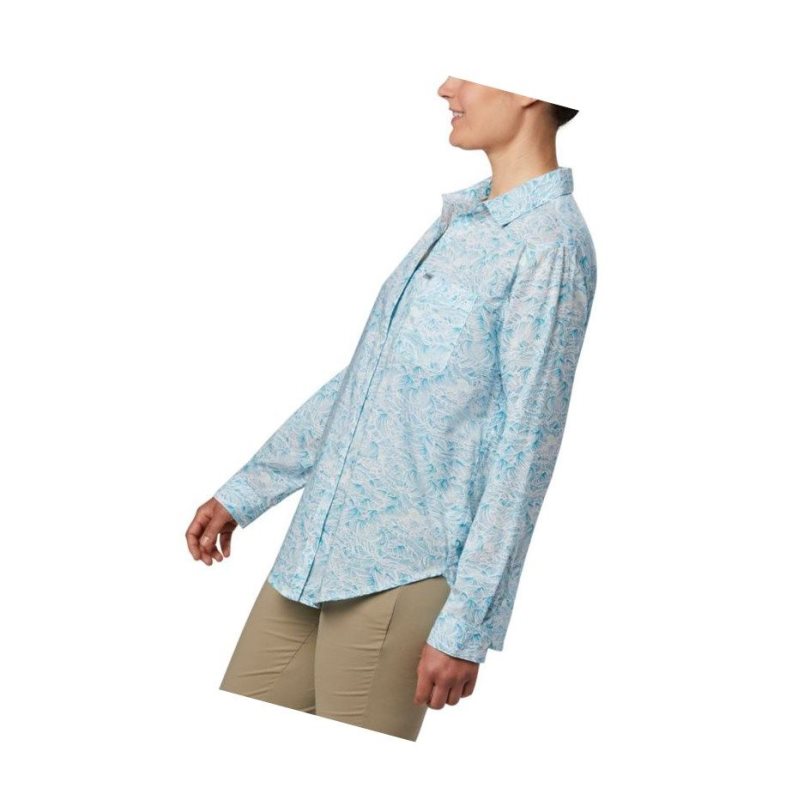 Columbia PFG Sun Drifter II Long Sleeve Gömlek Kadın Mavi | 75134-KANY