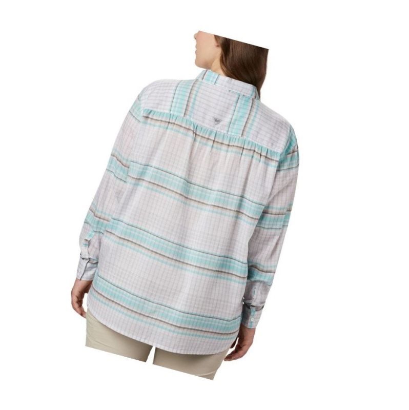 Columbia PFG Sun Drifter II Long Sleeve Plus Size Gömlek Kadın Renkli | 45807-GLTH