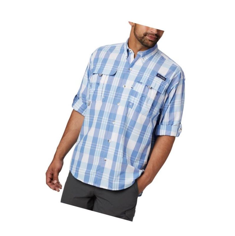 Columbia PFG Super Bahama Long Sleeve Gömlek Erkek Mavi Renkli | 98367-EMVU