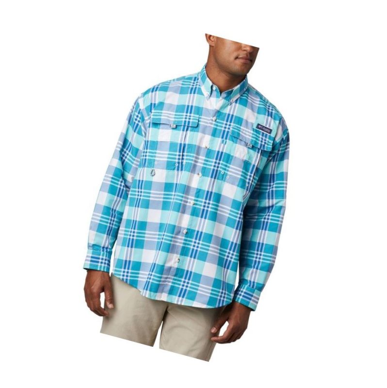 Columbia PFG Super Bahama Long Sleeve Gömlek Erkek Açık Turkuaz Renkli | 28740-QYSU