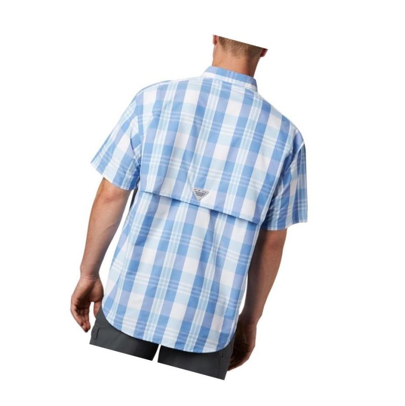 Columbia PFG Super Bahama Short Sleeve Gömlek Erkek Mavi Renkli | 46205-FUOJ