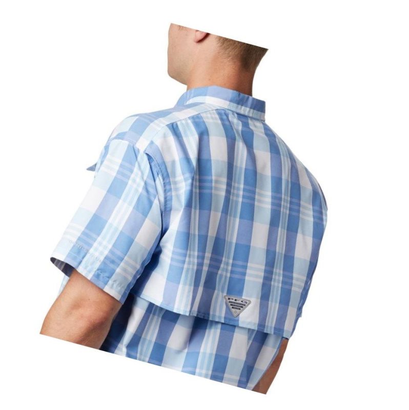 Columbia PFG Super Bahama Short Sleeve Gömlek Erkek Mavi Renkli | 46205-FUOJ