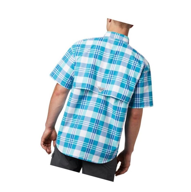 Columbia PFG Super Bahama Short Sleeve Gömlek Erkek Açık Turkuaz Renkli | 91782-EQCY