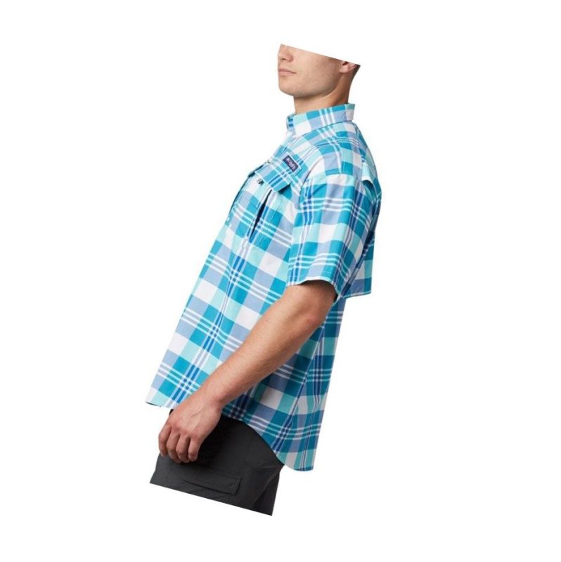 Columbia PFG Super Bahama Short Sleeve Gömlek Erkek Açık Turkuaz Renkli | 91782-EQCY