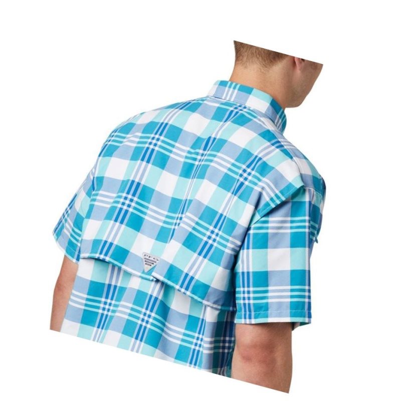 Columbia PFG Super Bahama Short Sleeve Gömlek Erkek Açık Turkuaz Renkli | 91782-EQCY