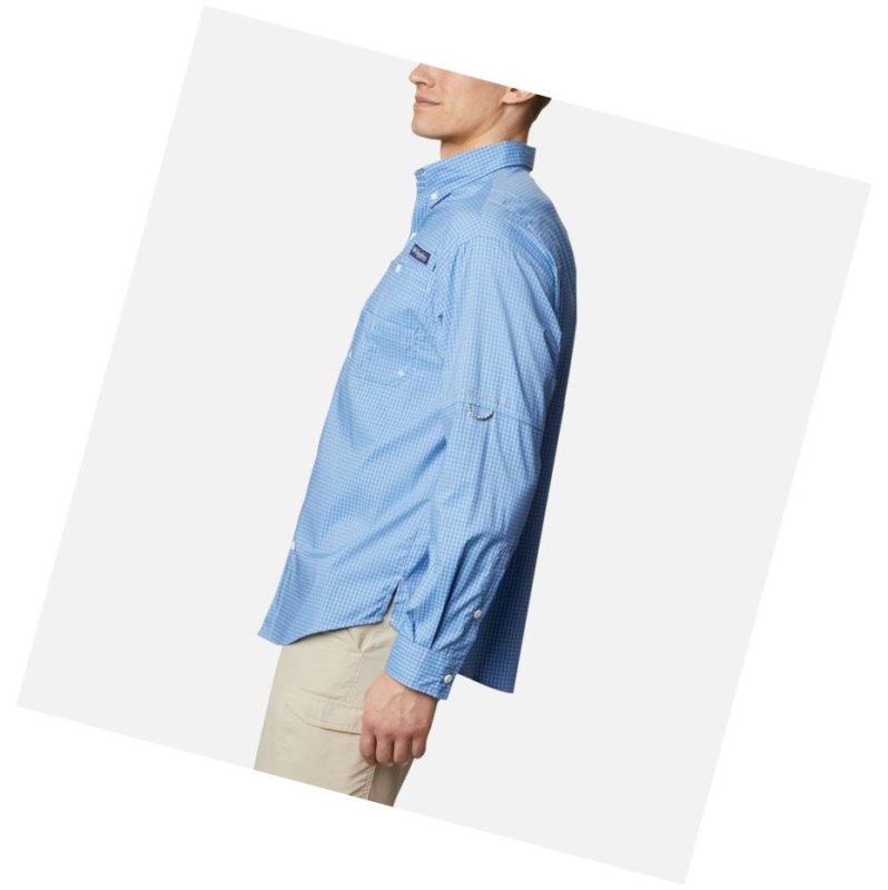 Columbia PFG Super Tamiami Long Sleeve Gömlek Erkek Mavi | 82691-UBWZ