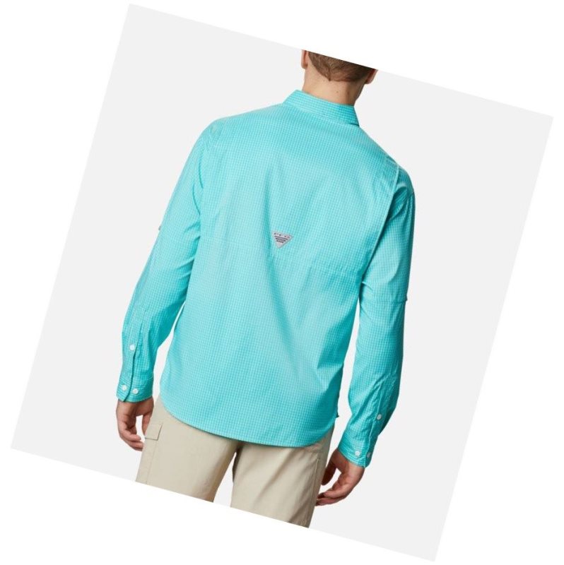 Columbia PFG Super Tamiami Long Sleeve Gömlek Erkek Açık Turkuaz | 59703-DSUL