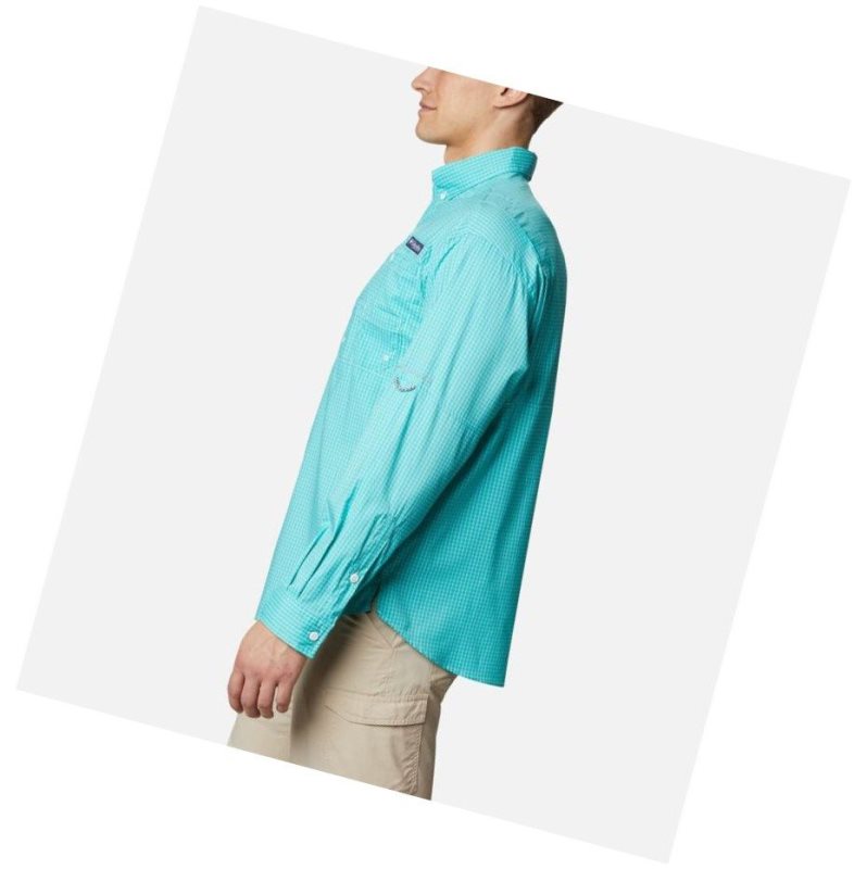 Columbia PFG Super Tamiami Long Sleeve Gömlek Erkek Açık Turkuaz | 59703-DSUL
