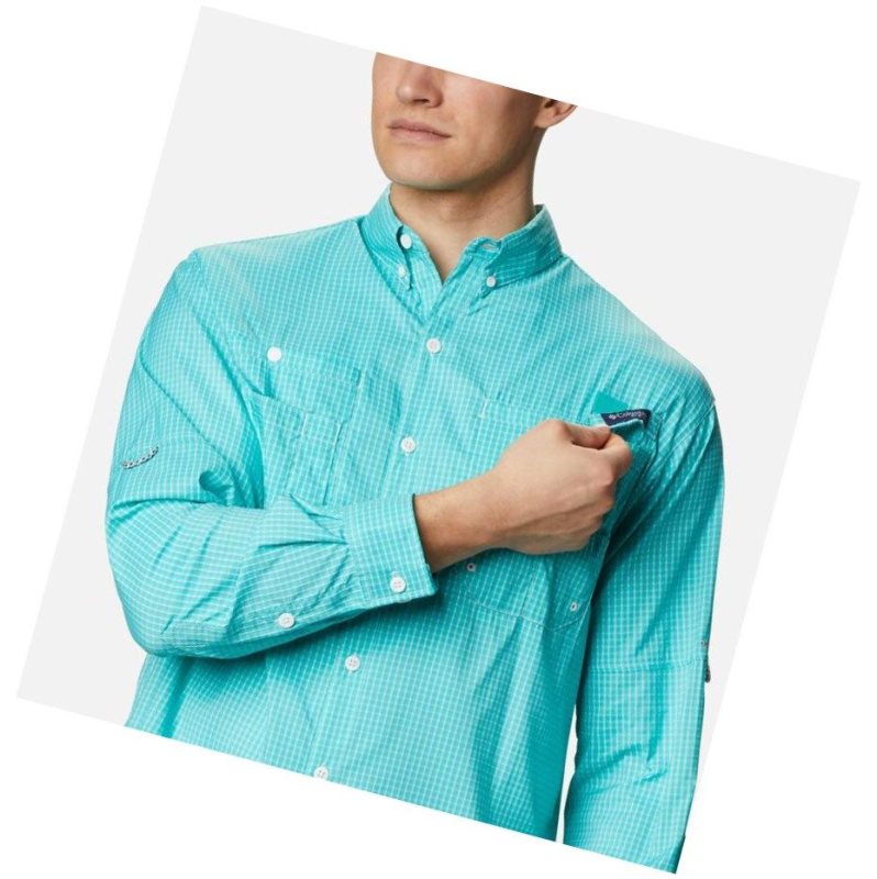 Columbia PFG Super Tamiami Long Sleeve Gömlek Erkek Açık Turkuaz | 59703-DSUL