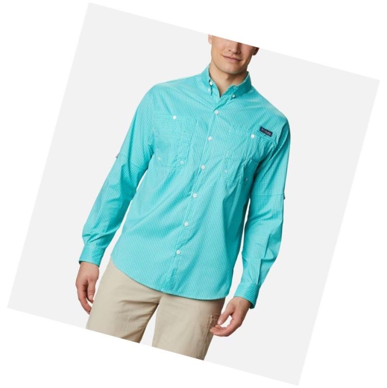 Columbia PFG Super Tamiami Long Sleeve Gömlek Erkek Açık Turkuaz | 59703-DSUL