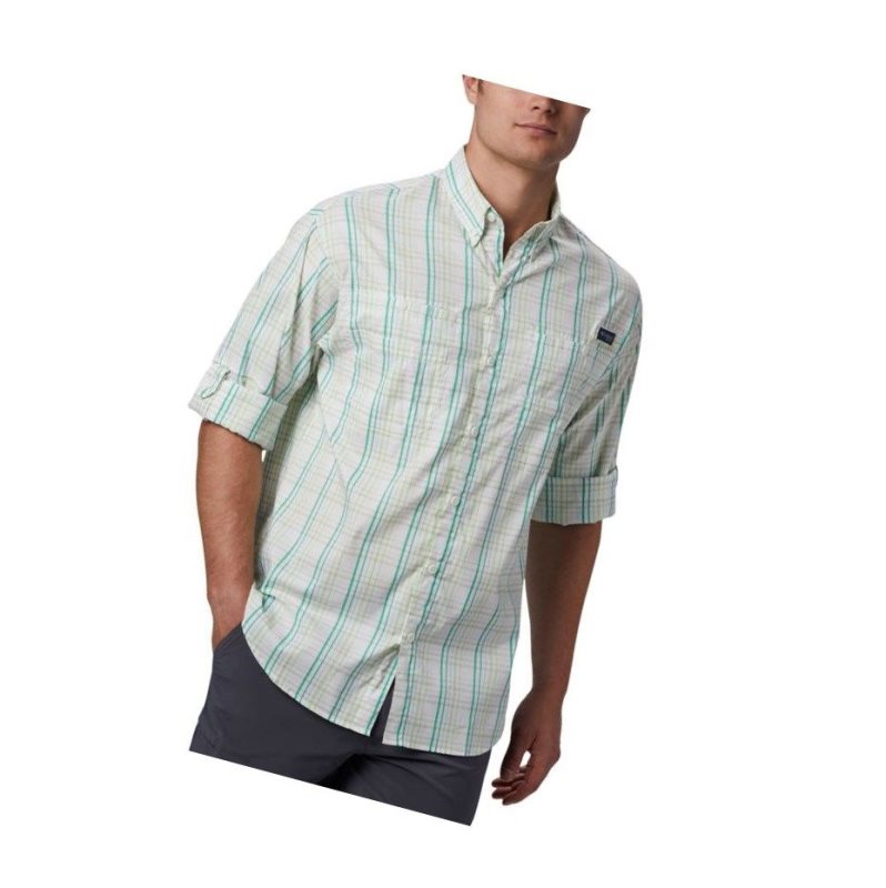 Columbia PFG Super Tamiami Long Sleeve Gömlek Erkek Açık Yeşil | 18523-UGDZ
