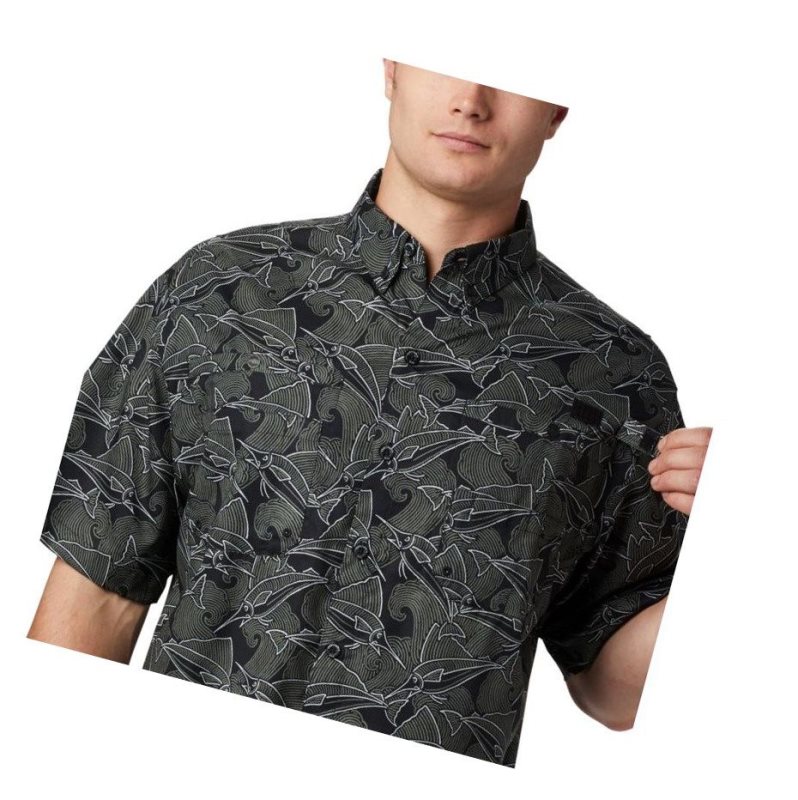 Columbia PFG Super Tamiami Short Sleeve Gömlek Erkek Siyah | 28915-WDCA