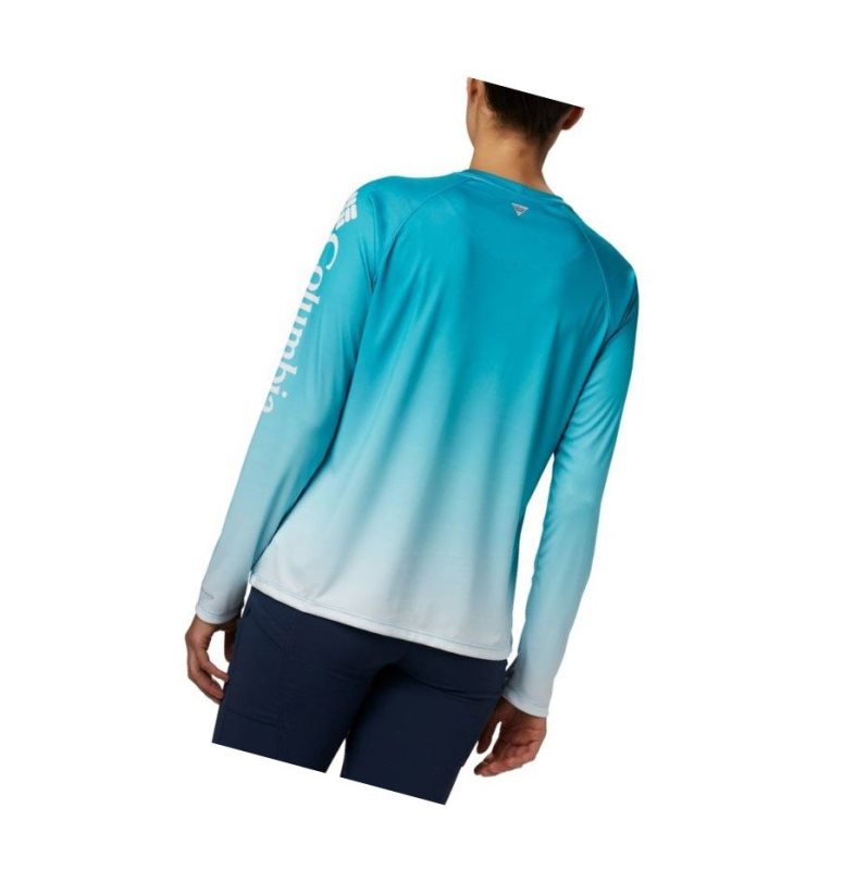 Columbia PFG Super Tidal Long Sleeve Sweatshirt Kadın Mavi | 62348-FOSX