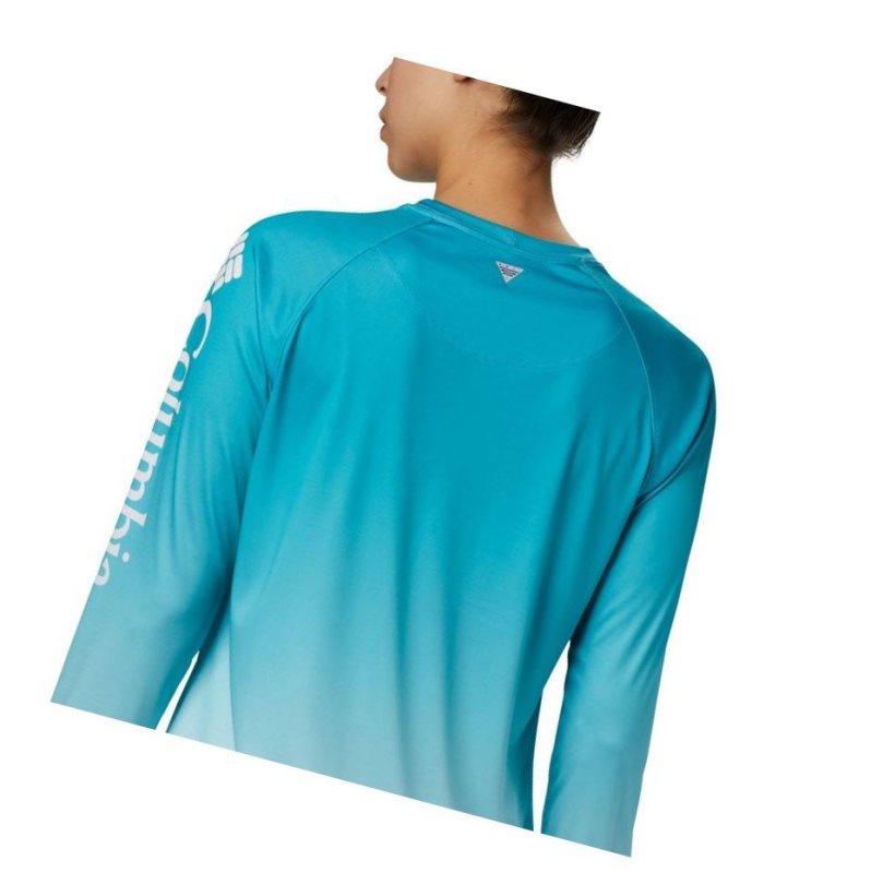 Columbia PFG Super Tidal Long Sleeve Sweatshirt Kadın Mavi | 62348-FOSX