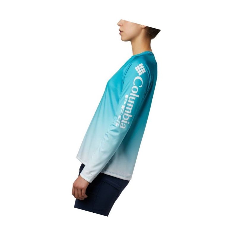 Columbia PFG Super Tidal Long Sleeve Sweatshirt Kadın Mavi | 62348-FOSX