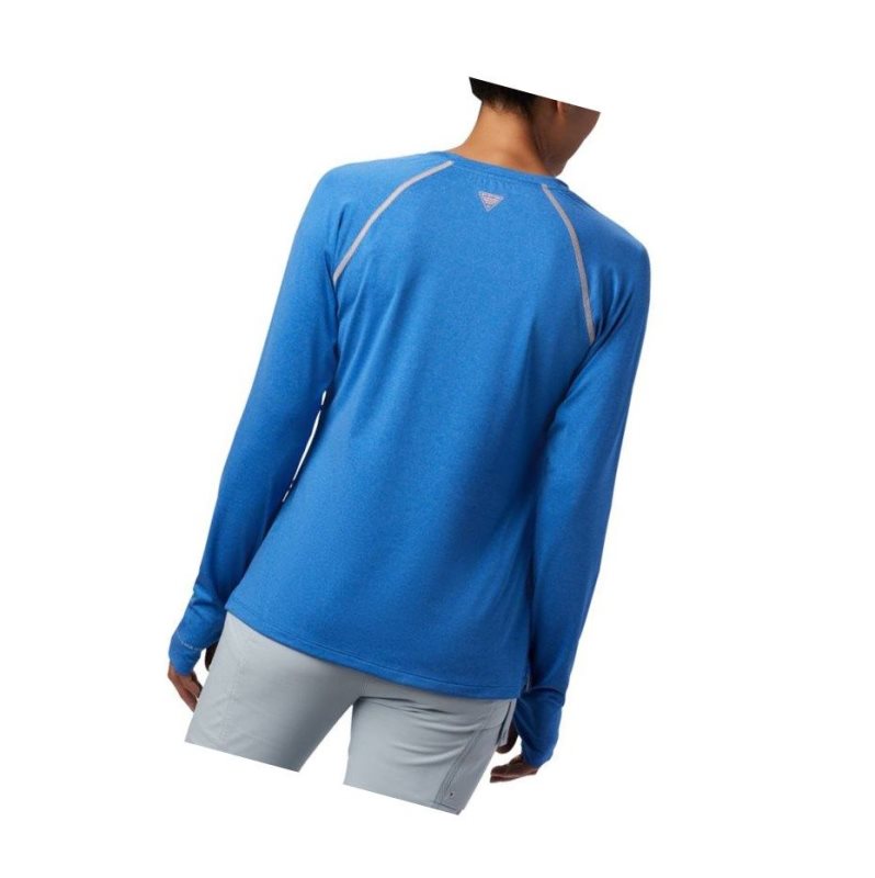 Columbia PFG Tamiami Heather Knit Long Sleeve Sweatshirt Kadın Mavi Açık Mercan | 52197-EURI