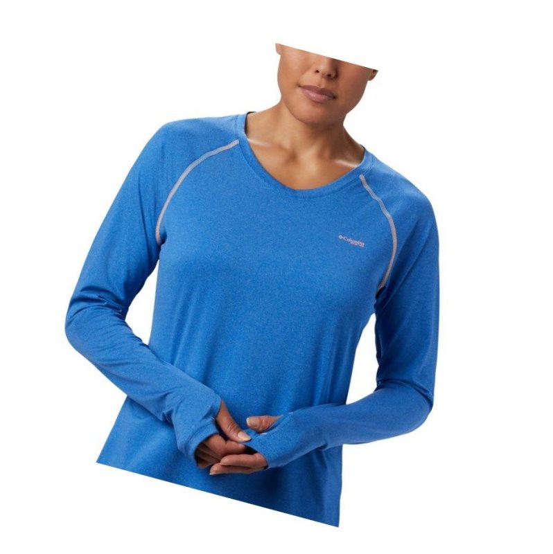 Columbia PFG Tamiami Heather Knit Long Sleeve Sweatshirt Kadın Mavi Açık Mercan | 52197-EURI