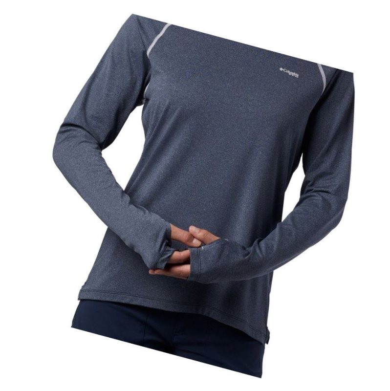 Columbia PFG Tamiami Heather Knit Long Sleeve Sweatshirt Kadın Lacivert Beyaz | 15268-DJTR