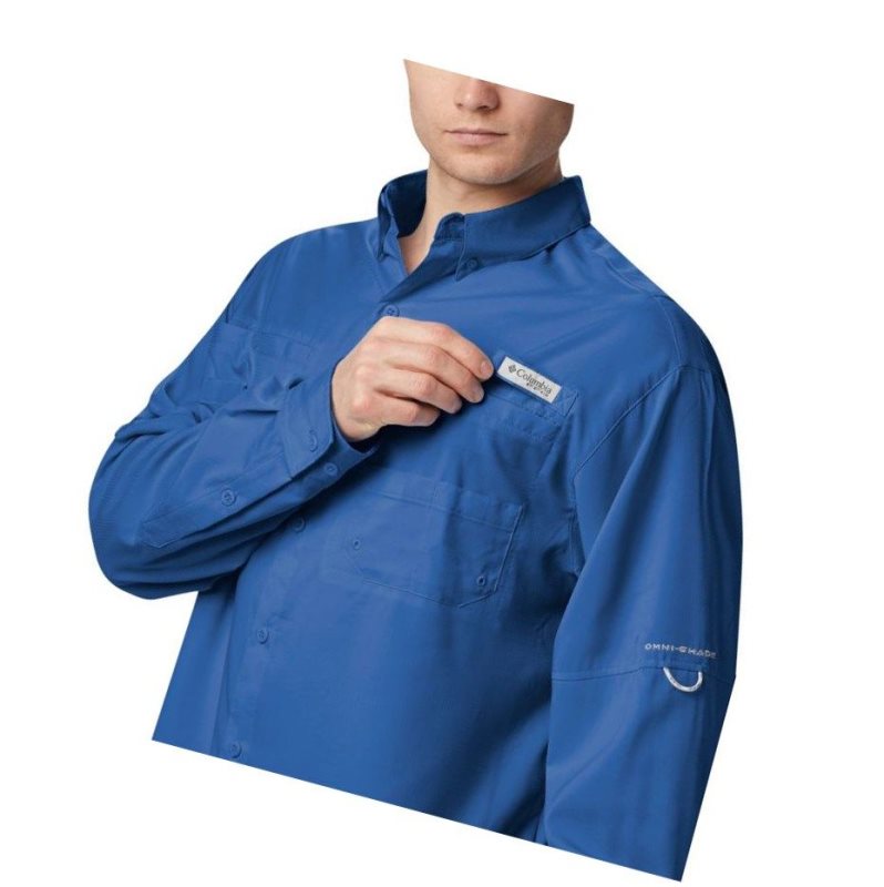 Columbia PFG Tamiami II Long Sleeve Big Gömlek Erkek Mavi | 93427-UNRA