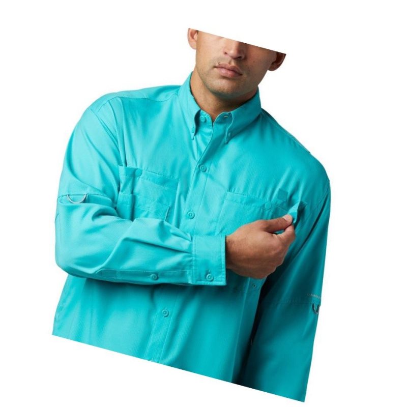 Columbia PFG Tamiami II Long Sleeve Big Gömlek Erkek Açık Turkuaz | 92136-ORTL