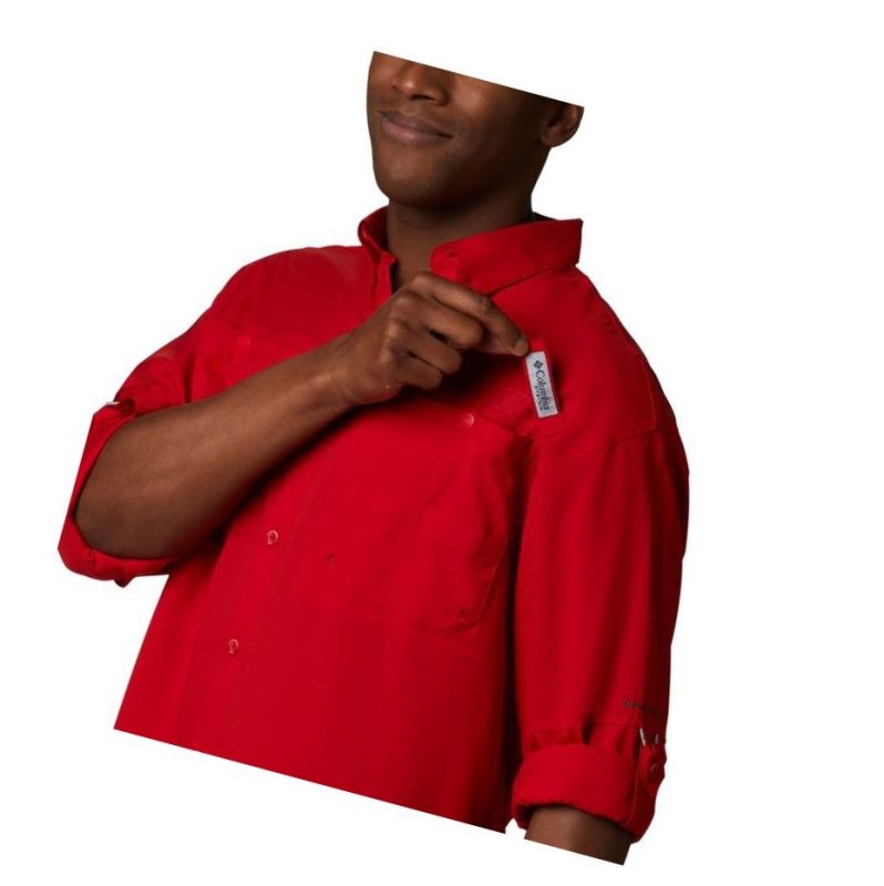 Columbia PFG Tamiami II Long Sleeve Gömlek Erkek Kırmızı | 19250-MCQB