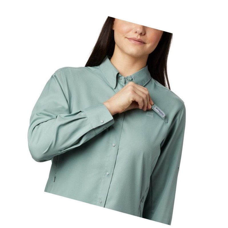 Columbia PFG Tamiami II Long Sleeve Gömlek Kadın Açık Yeşil | 01735-SWFB