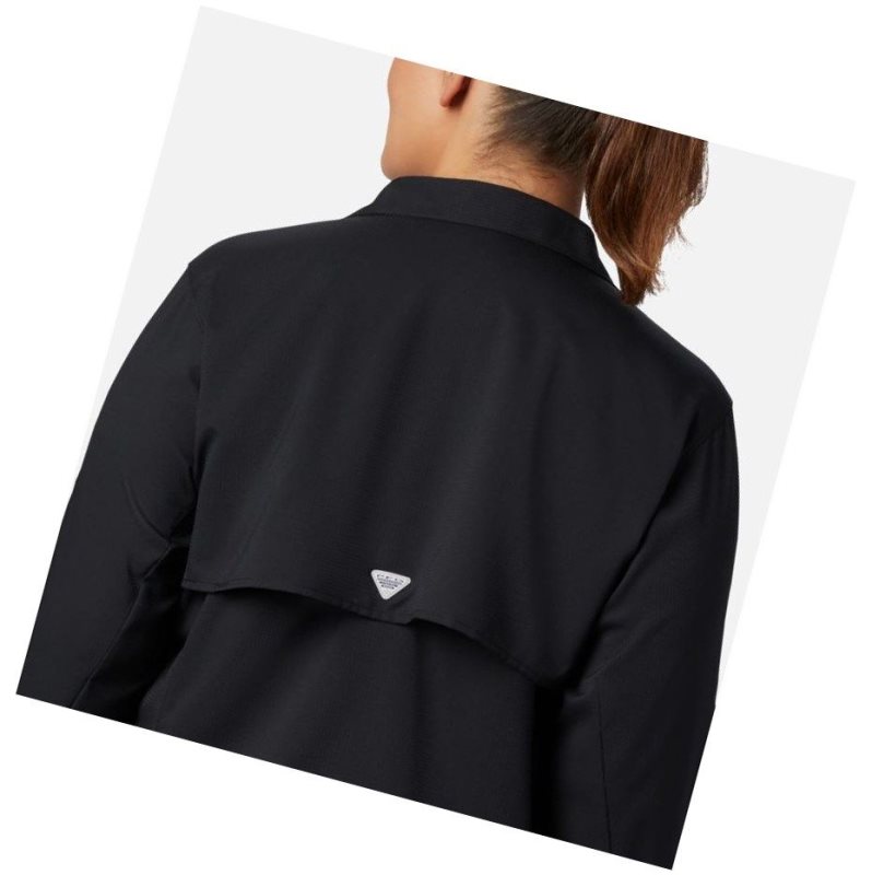 Columbia PFG Tamiami II Long Sleeve Plus Size Gömlek Kadın Siyah | 80543-UORC