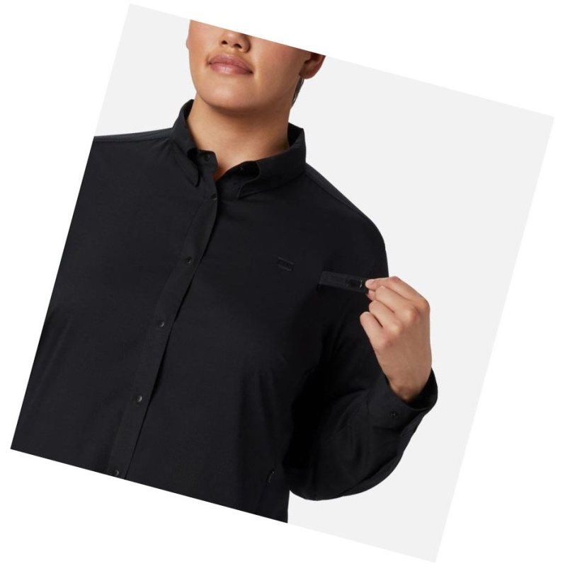 Columbia PFG Tamiami II Long Sleeve Plus Size Gömlek Kadın Siyah | 80543-UORC