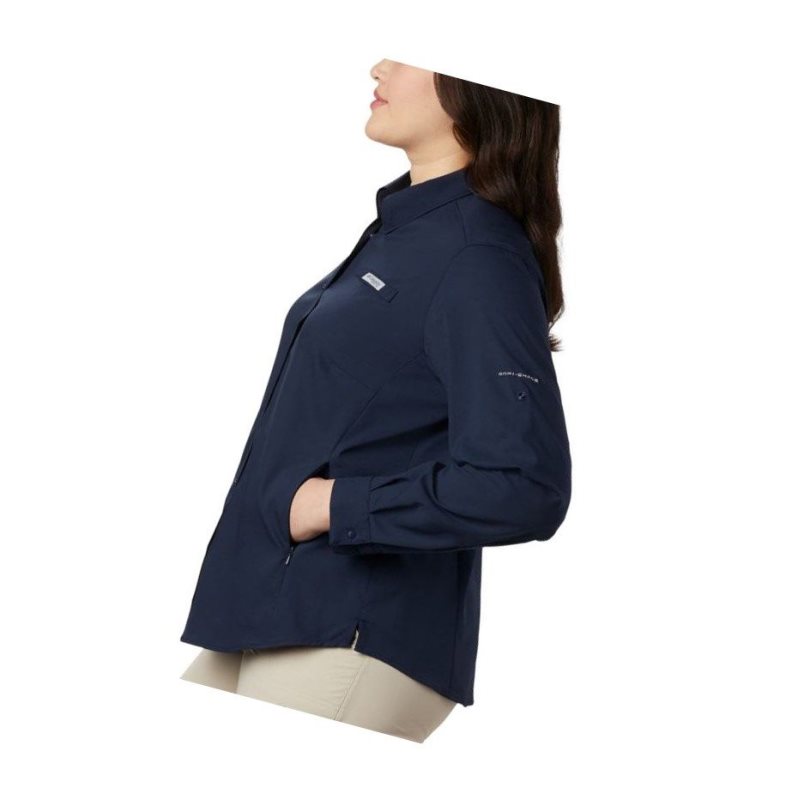Columbia PFG Tamiami II Long Sleeve Plus Size Gömlek Kadın Lacivert | 74509-ATNH