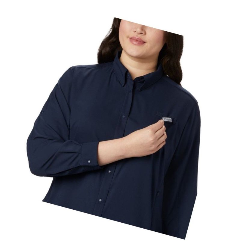 Columbia PFG Tamiami II Long Sleeve Plus Size Gömlek Kadın Lacivert | 74509-ATNH