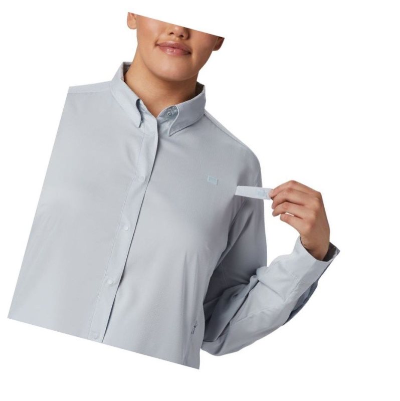 Columbia PFG Tamiami II Long Sleeve Plus Size Gömlek Kadın Gri | 95428-VRMO