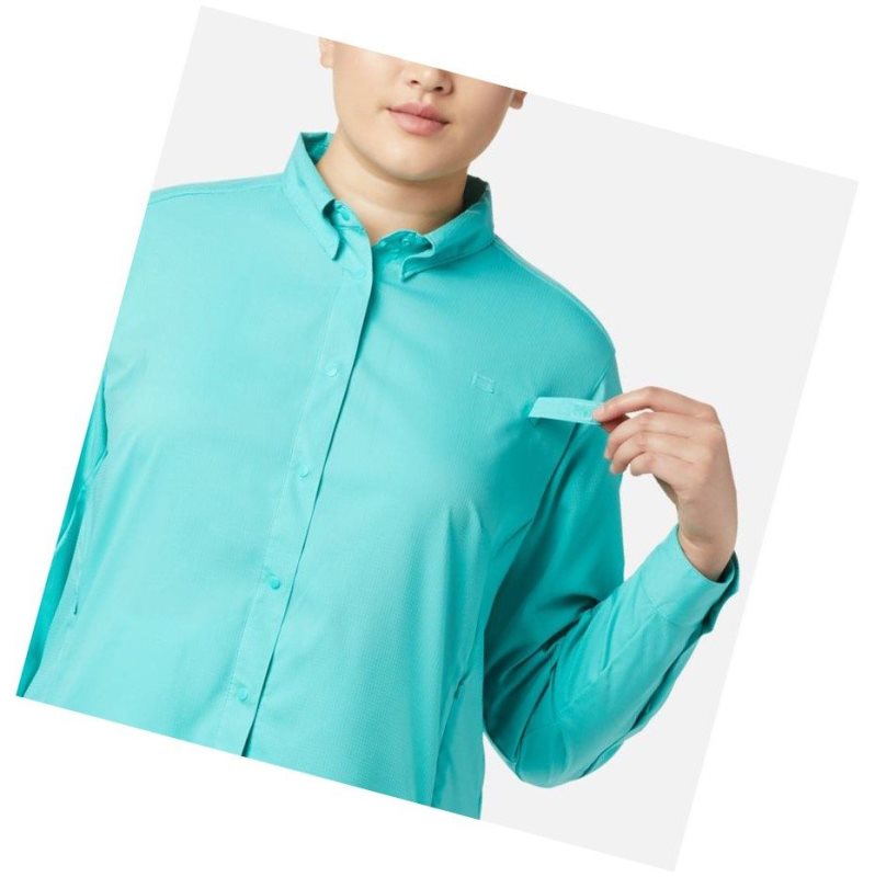 Columbia PFG Tamiami II Long Sleeve Plus Size Gömlek Kadın Mavi | 58601-NRGH