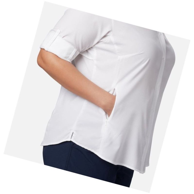 Columbia PFG Tamiami II Long Sleeve Plus Size Gömlek Kadın Beyaz | 93540-VSWP
