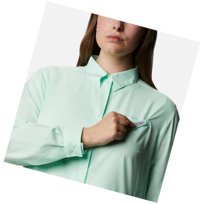 Columbia PFG Tamiami II Long Sleeve Plus Size Gömlek Kadın Açık Nane | 29714-NAVF