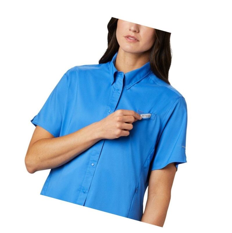 Columbia PFG Tamiami II Short Sleeve Gömlek Kadın Mavi | 04913-SAXB